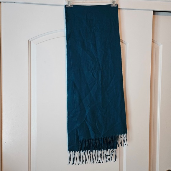 Accessories - 100% Cashmere Scarf Hand Tailored Fringe Solid Blue Aqua Made in Germany Soft